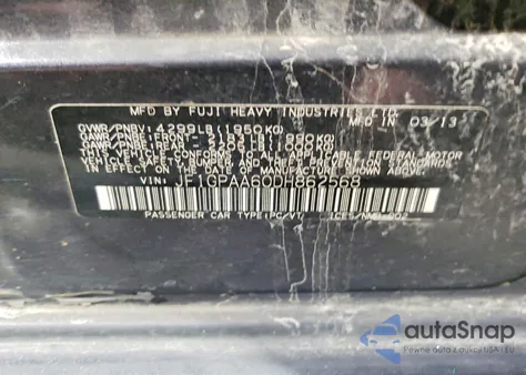 2013 Subaru Impreza from USA, damaged, VIN JF1GPAA60DH862568